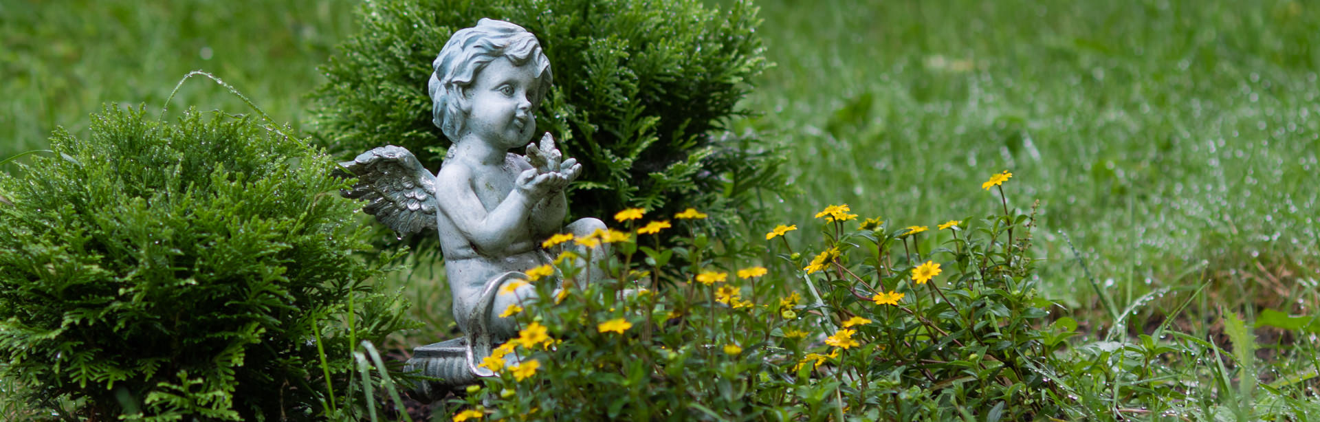 Symbolbild: Engelsfigur im Grünen